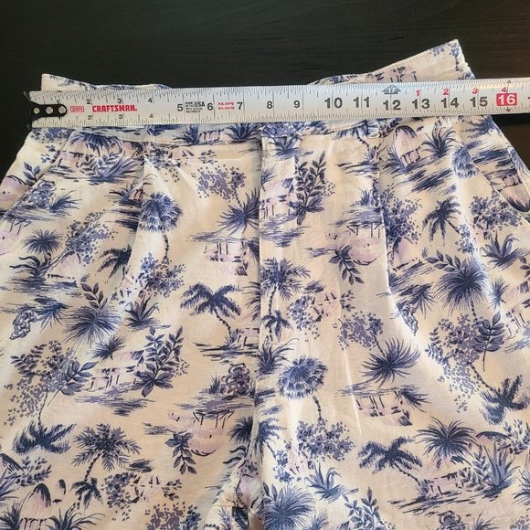 Abercrombie and Fitch Linen Blend Shorts Tropical Print Tailored Beach Resort M - Picture 5 of 10